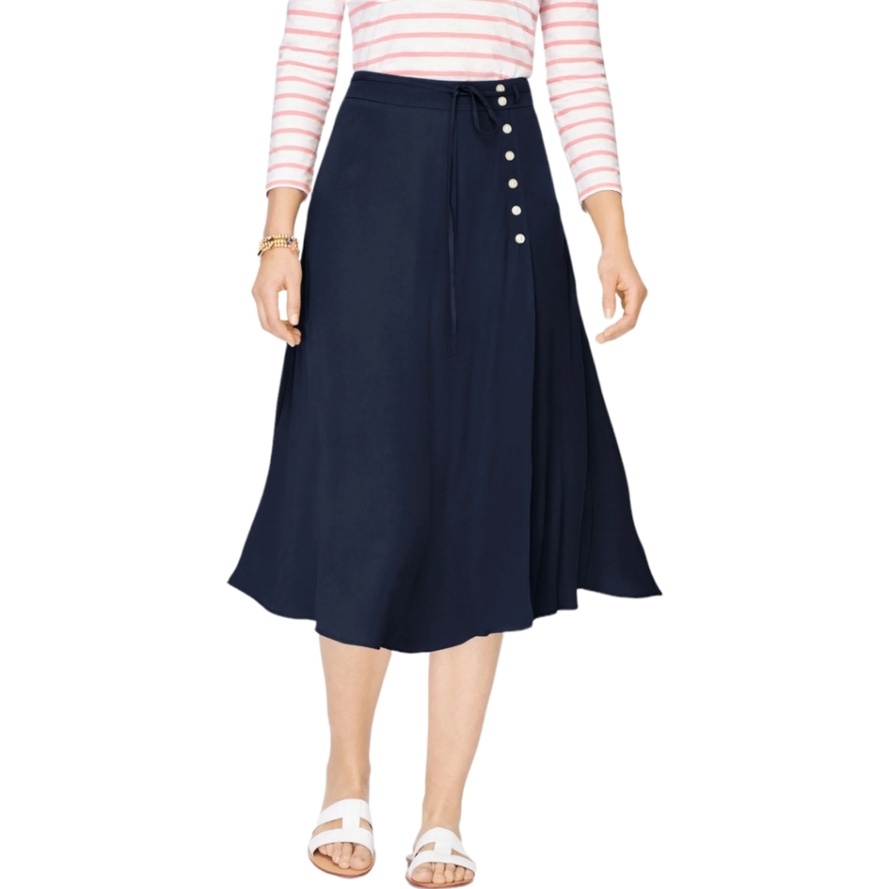 New Talbots WRAP AROUND SIDE BUTTON MIDI SKIRT